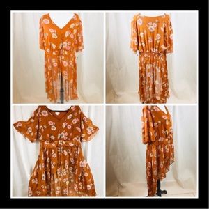 Xhilaration High-Low  Sheer Flora Top